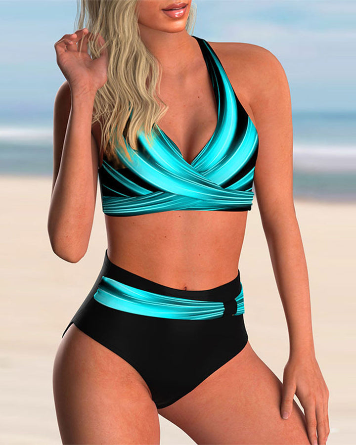 Liliana | Bikini con scollo incrociato e stampa