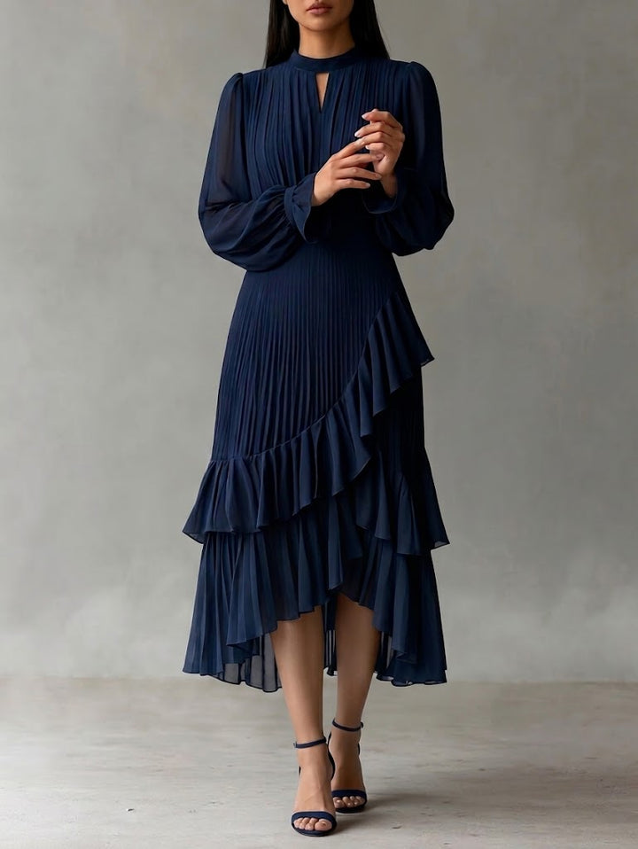 Camilla - Elegante abito midi plissettato con volant