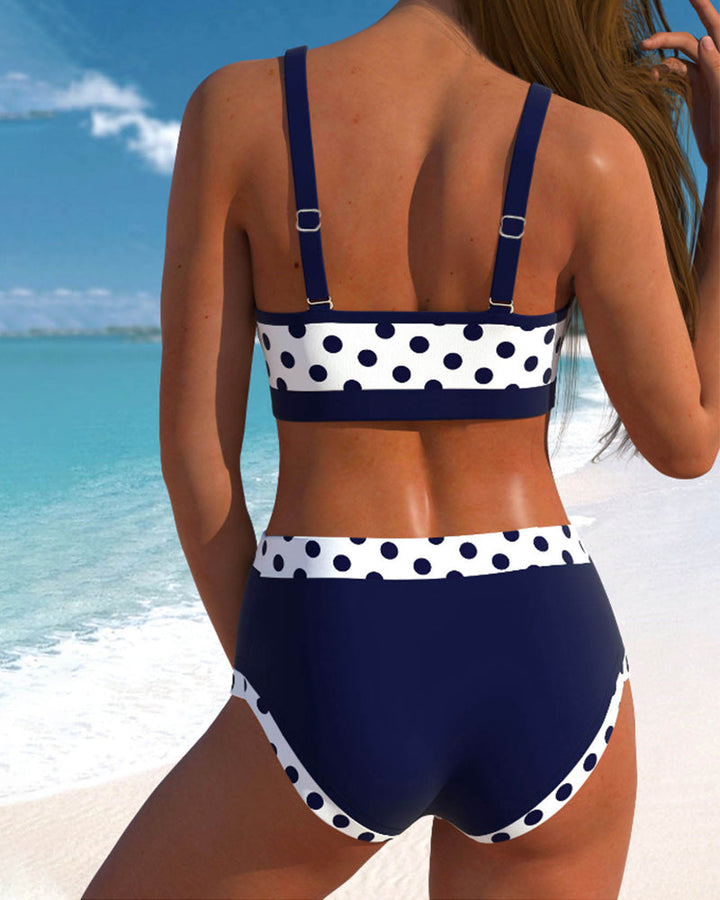 Liesbeth | Bikini a pois a vita alta con design patchwork