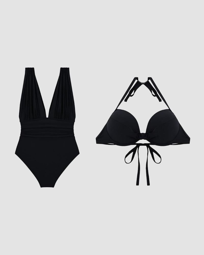 Luxe | Costume modellante con profondo scollo a V