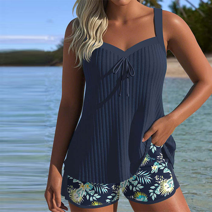 Laluna® | Tankini a righe con shorts da spiaggia