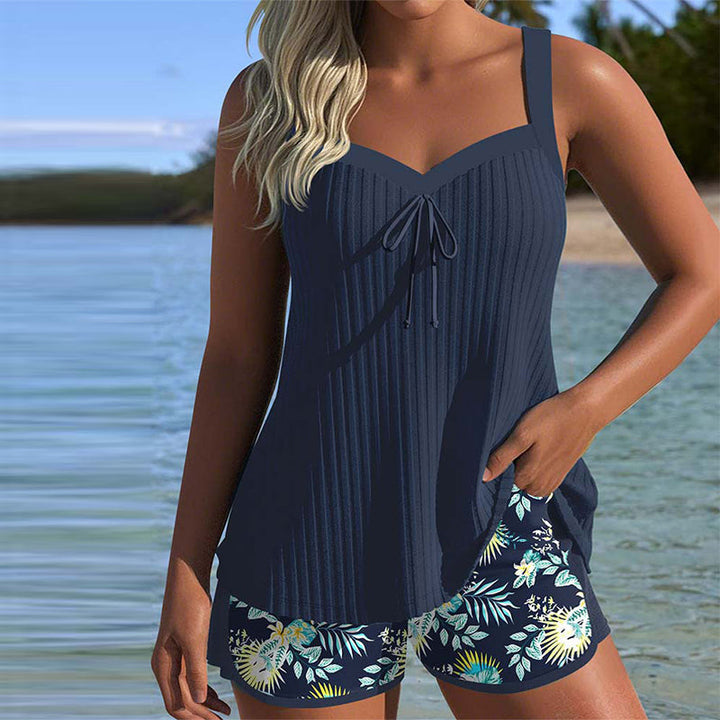 Laluna® | Tankini a righe con shorts da spiaggia