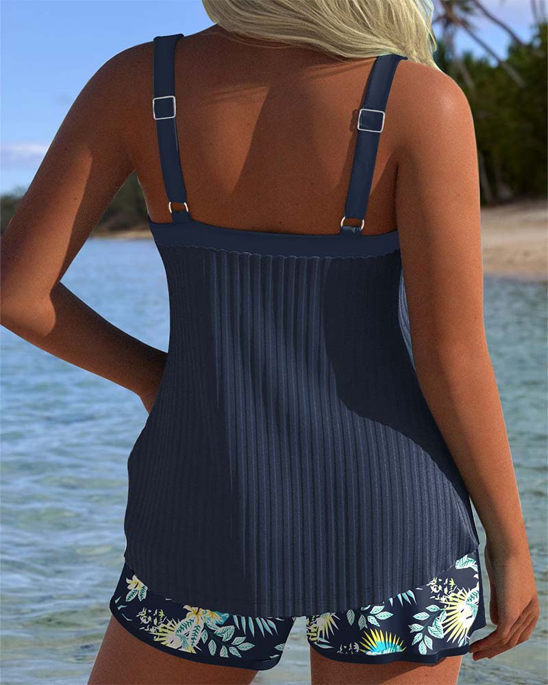 Laluna® | Tankini a righe con shorts da spiaggia