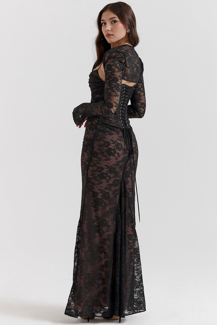 Celeste | Abito Maxi in Pizzo