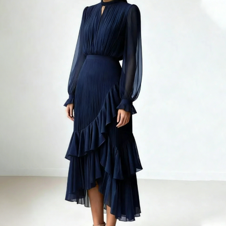 Camilla - Elegante abito midi plissettato con volant