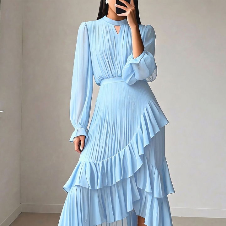Camilla - Elegante abito midi plissettato con volant
